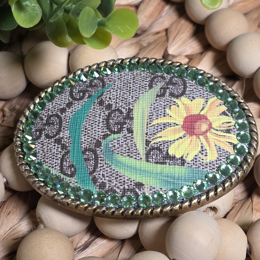 Upcycled Floral Design Belt Buckle